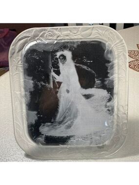 VTG Wedding Crystal Clear Signatures Japan Photo Frame Frosted Floral Swans